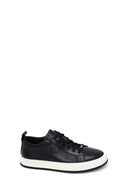 Erkek Siyah Bağcıklı Deri Sneaker | Derimod