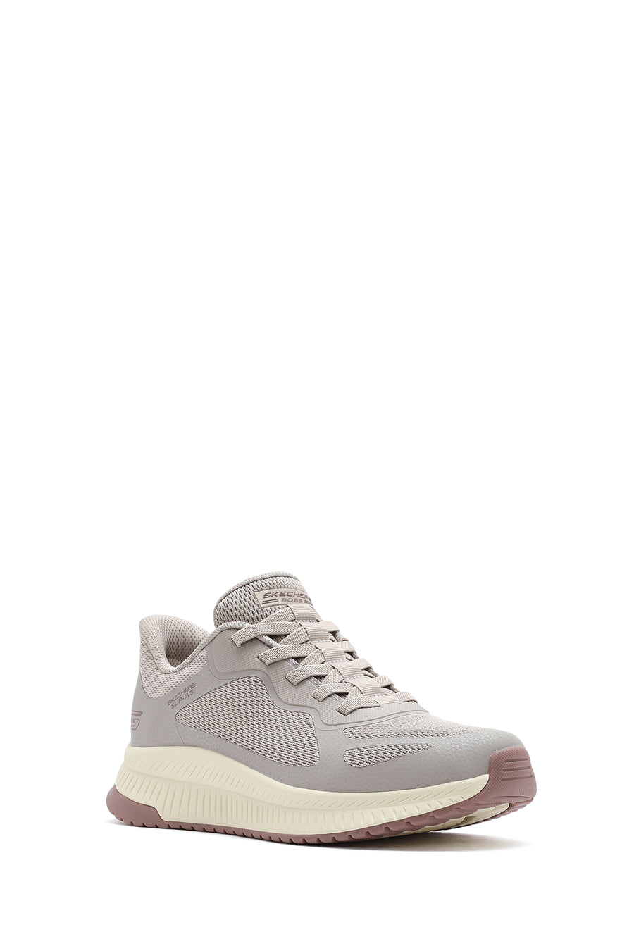 Skechers Men's Beige Bobs Squad 4 Lace-Up Chunky Sole Fabric Sneakers