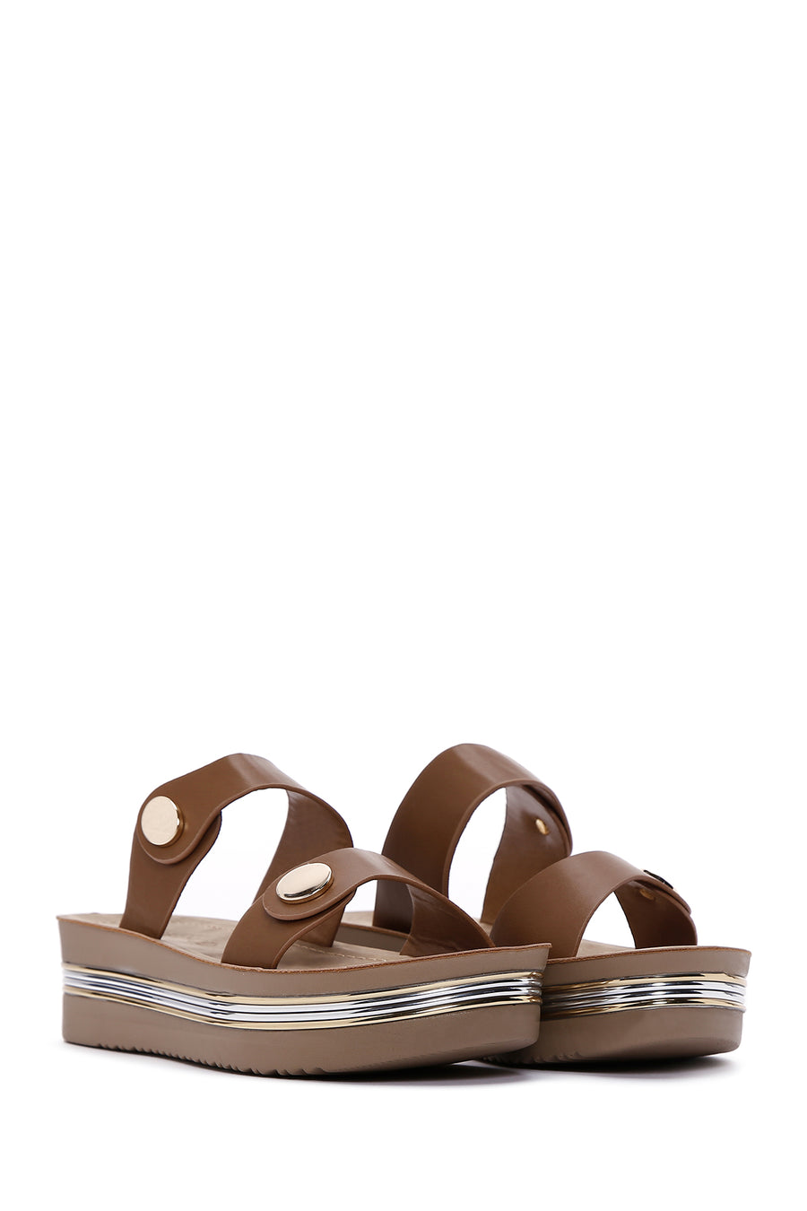 Women's Tan Thick Soled Slippers