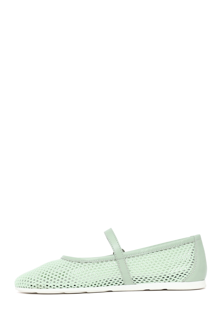 Woman Mint Green Buckled Mesh Ballerine flats