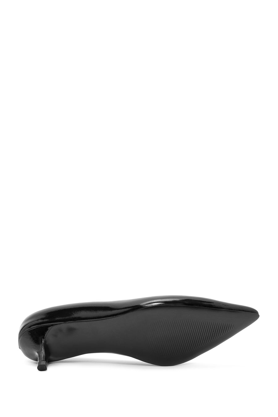 Women's Black Low Thin Heel Patent Leather Shoes