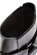 Women's Black Buckle Detailed Leather Cowboy Boots | Derimod