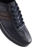 Men's Navy Blue Lace-up Leather Casual Shoes | Derimod