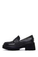 Kadın Siyah Kalın Topuklu Deri Maskülen Loafer | Derimod