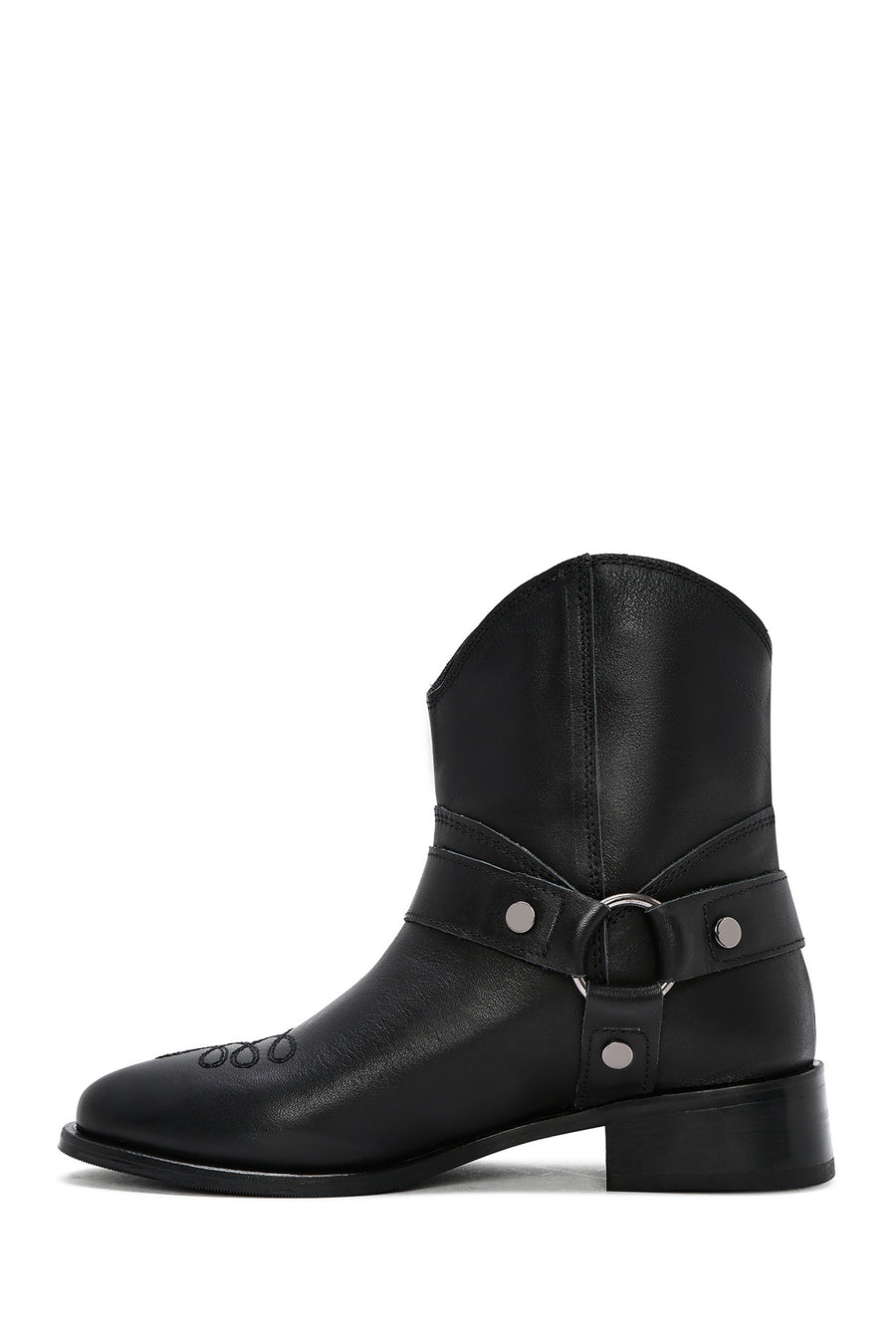 Women's Black Metal Detailed Leather Cowboy Boots