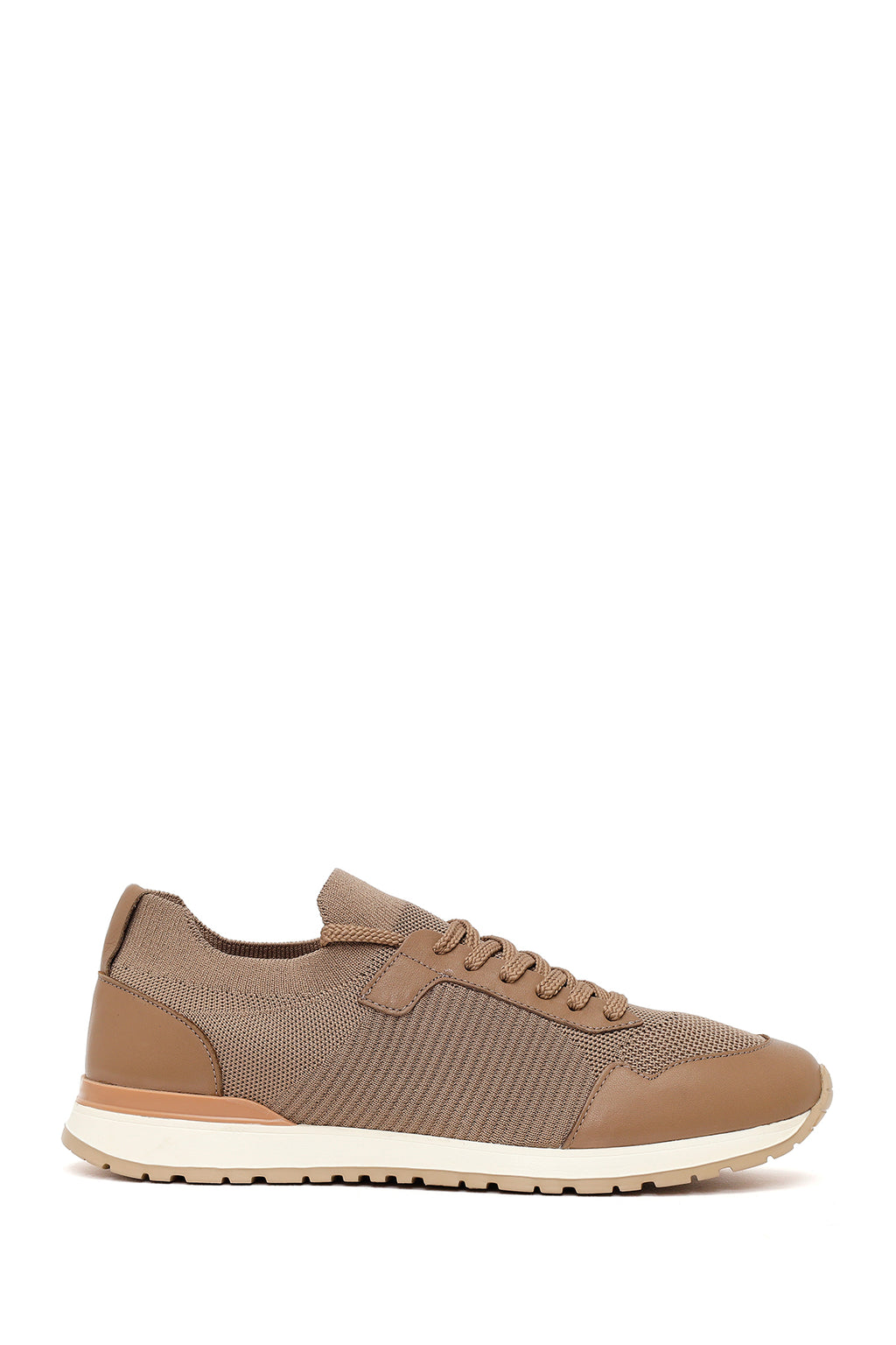 Erkek Vizon Bağcıklı Kumaş Sneaker