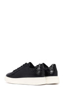 Erkek Siyah Kroko Bağcıklı Deri Sneaker | Derimod
