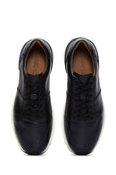 Erkek Siyah Bağcıklı Deri Casual Sneaker | Derimod
