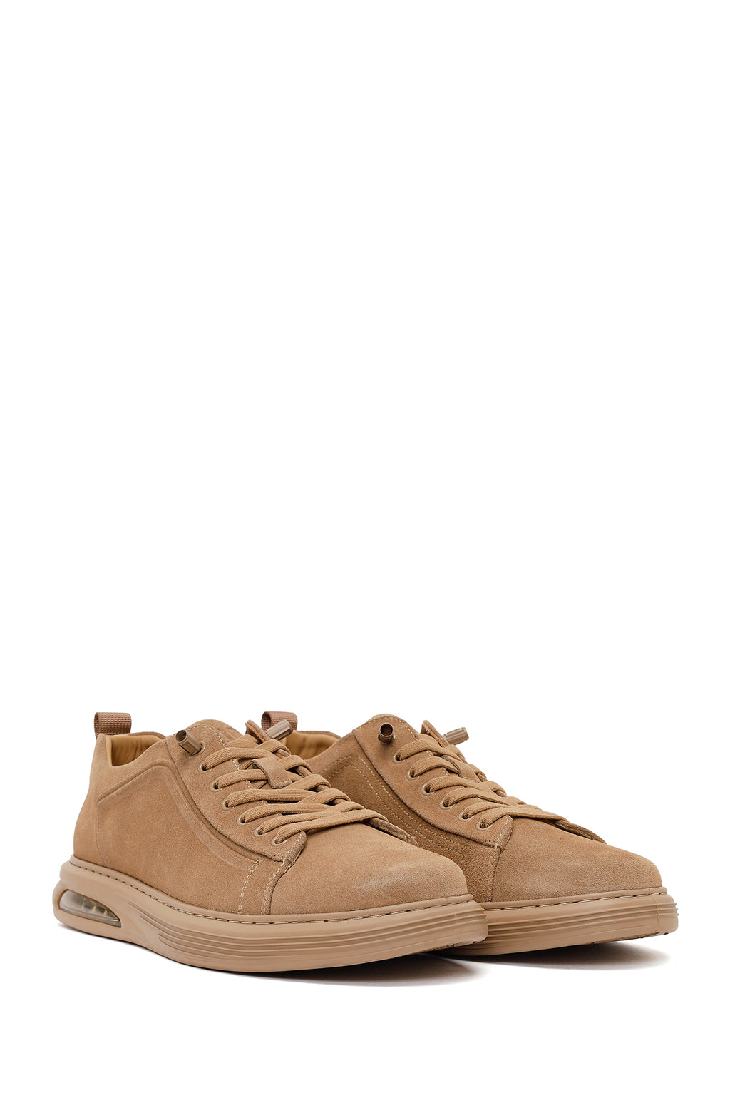 Erkek Bej Bağcıklı Süet Deri Sneaker