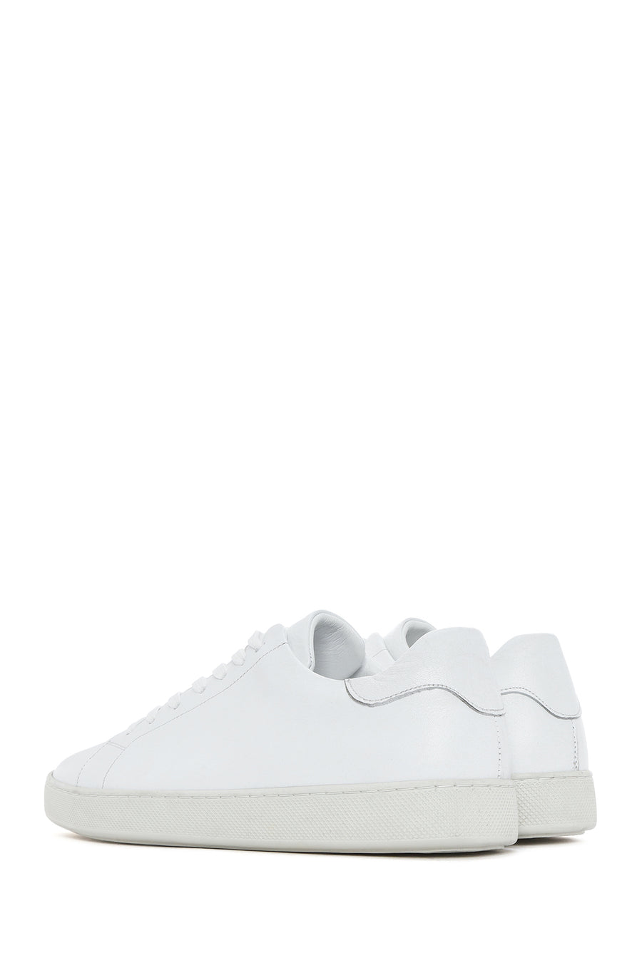 Erkek Beyaz Bağcıklı Deri Sneaker
