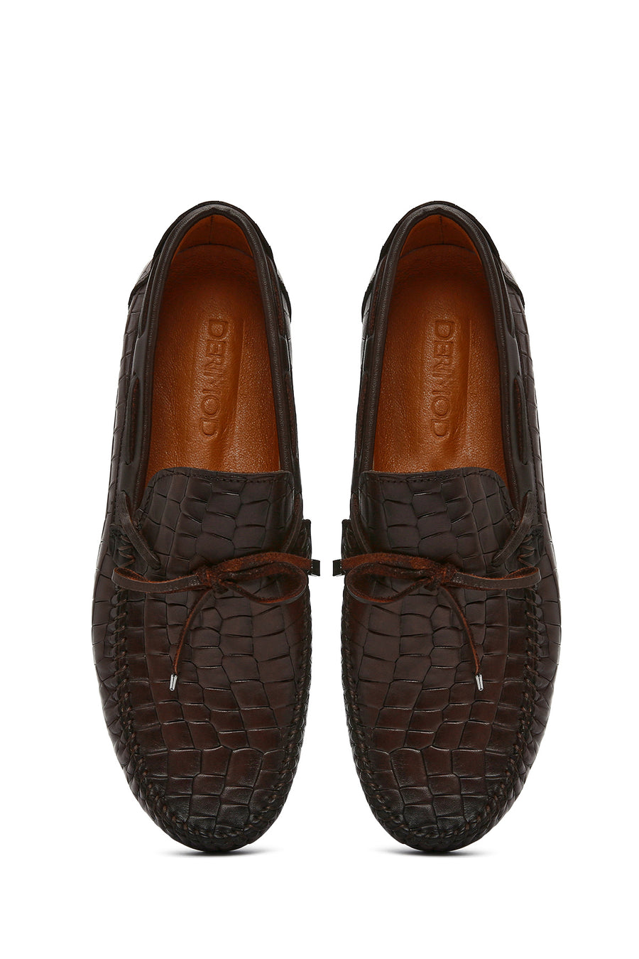 Erkek Kahverengi Kroko Deri Loafer