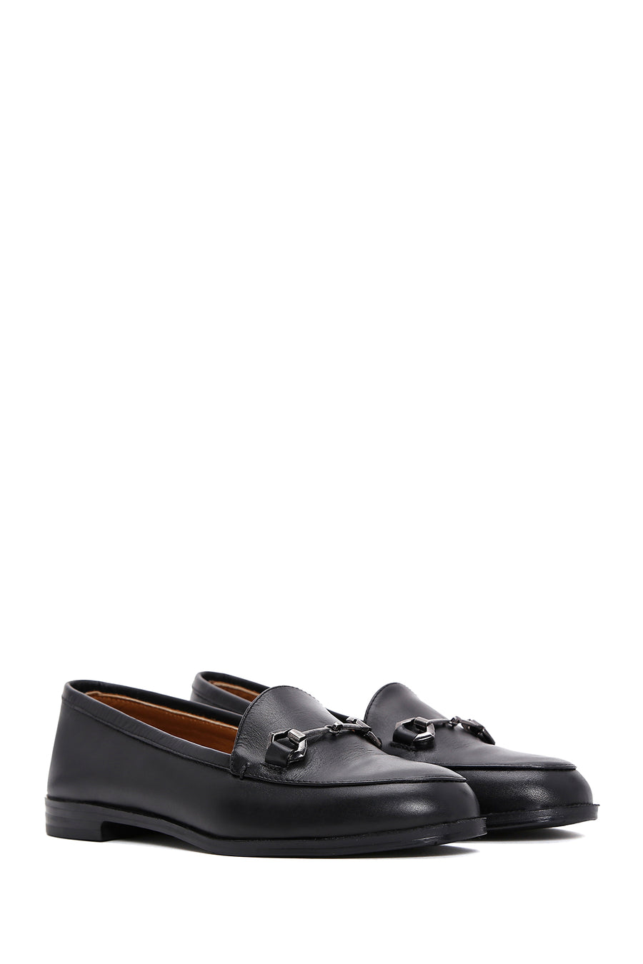 Women's Black Leather Masculine Loafer