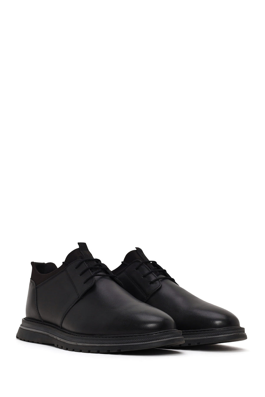 Male Black Lace-Up Leather Casual Shoes