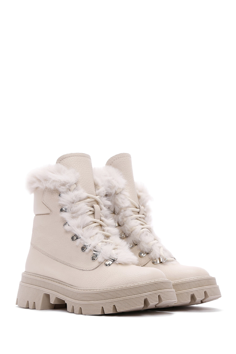 Women's Beige Leather Boots