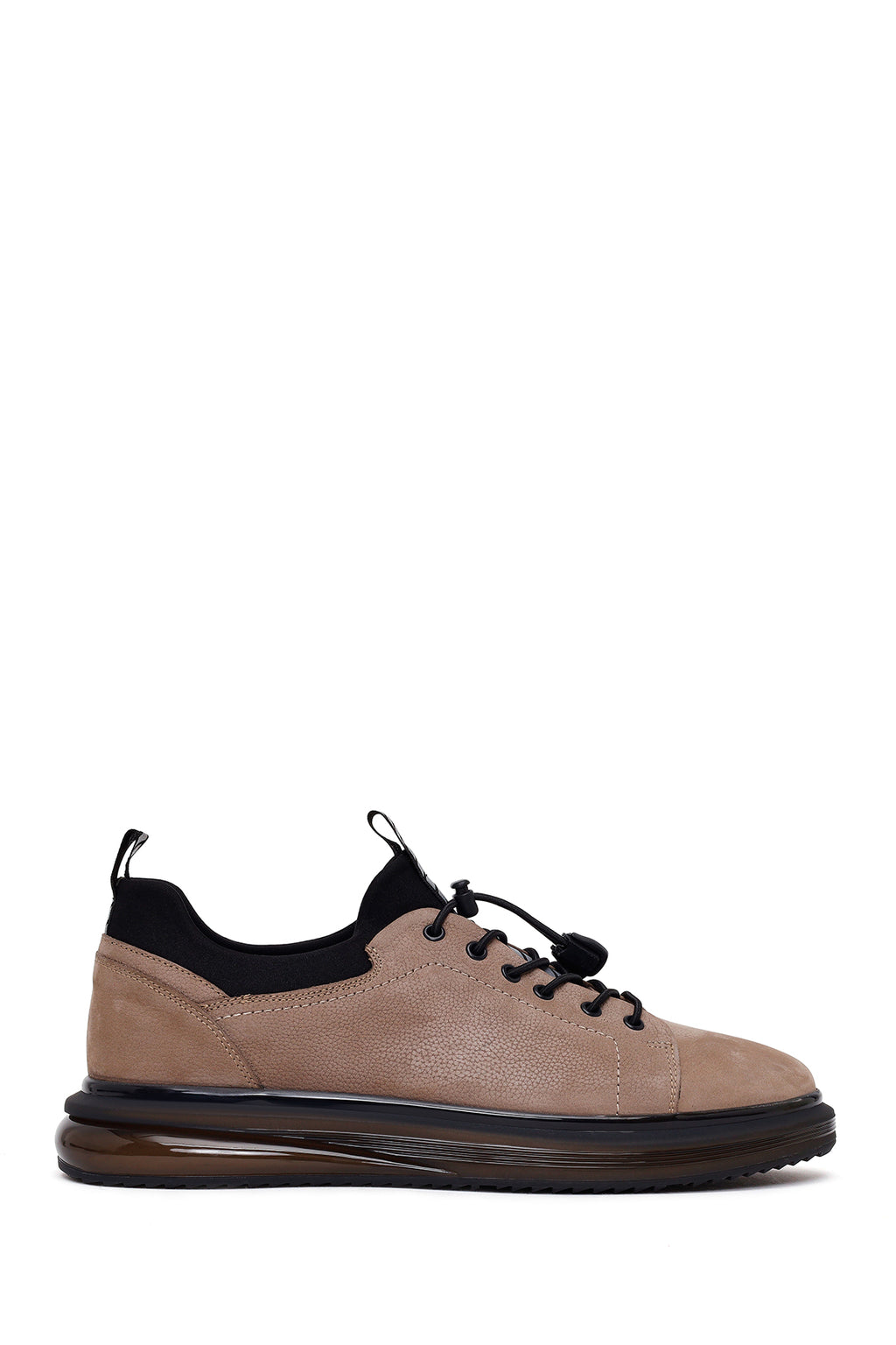Erkek Vizon Bağcıklı Süet Deri Casual Sneaker