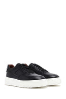 Men's Black Lace-up Thick-Sole Leather Sneaker | Derimod