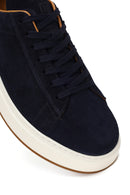 Male Navy Blue Lace-up Thick-soled Suede Leather Sneaker | Derimod