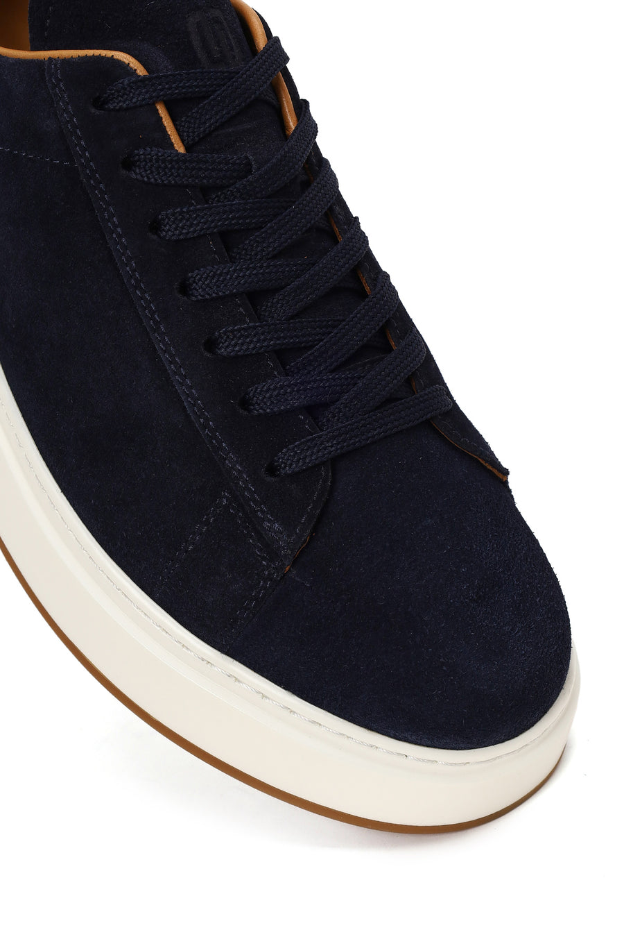 Male Navy Blue Lace-up Thick-soled Suede Leather Sneaker