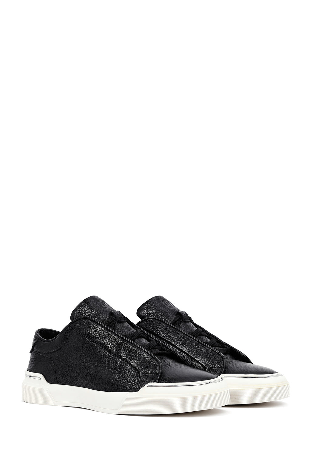 Erkek Siyah Bağcıklı Deri Sneaker