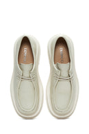 Women's Beige Leather Masculine Loafer | Derimod