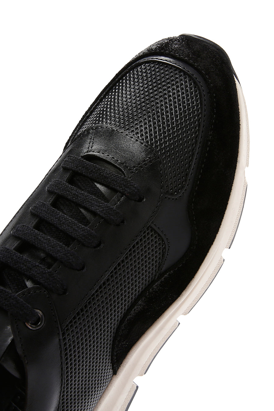 Men's Black Leather Suede Detailed Sneaker