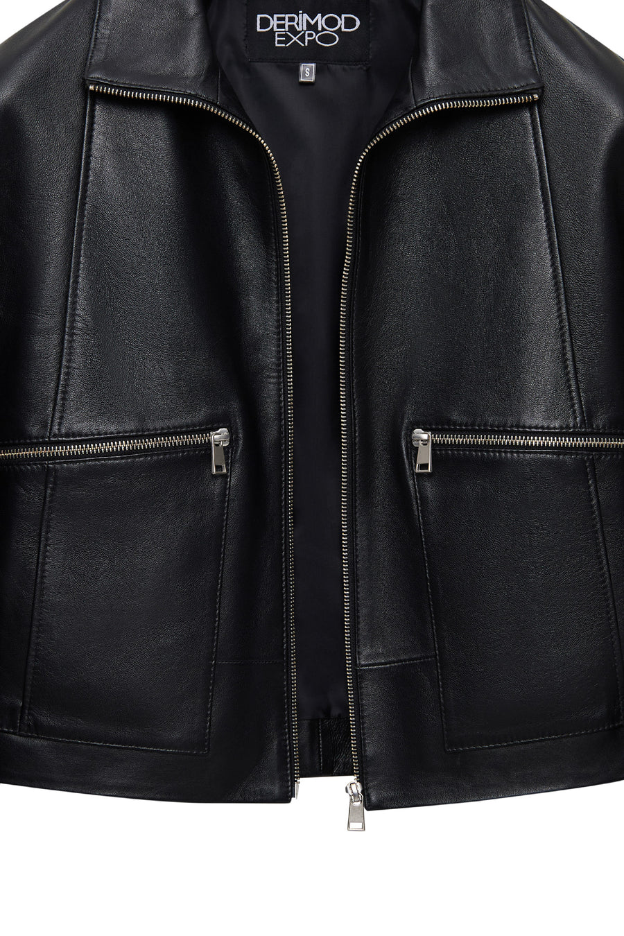 Dolores Women's Black Lapel Short Leather Jacket
