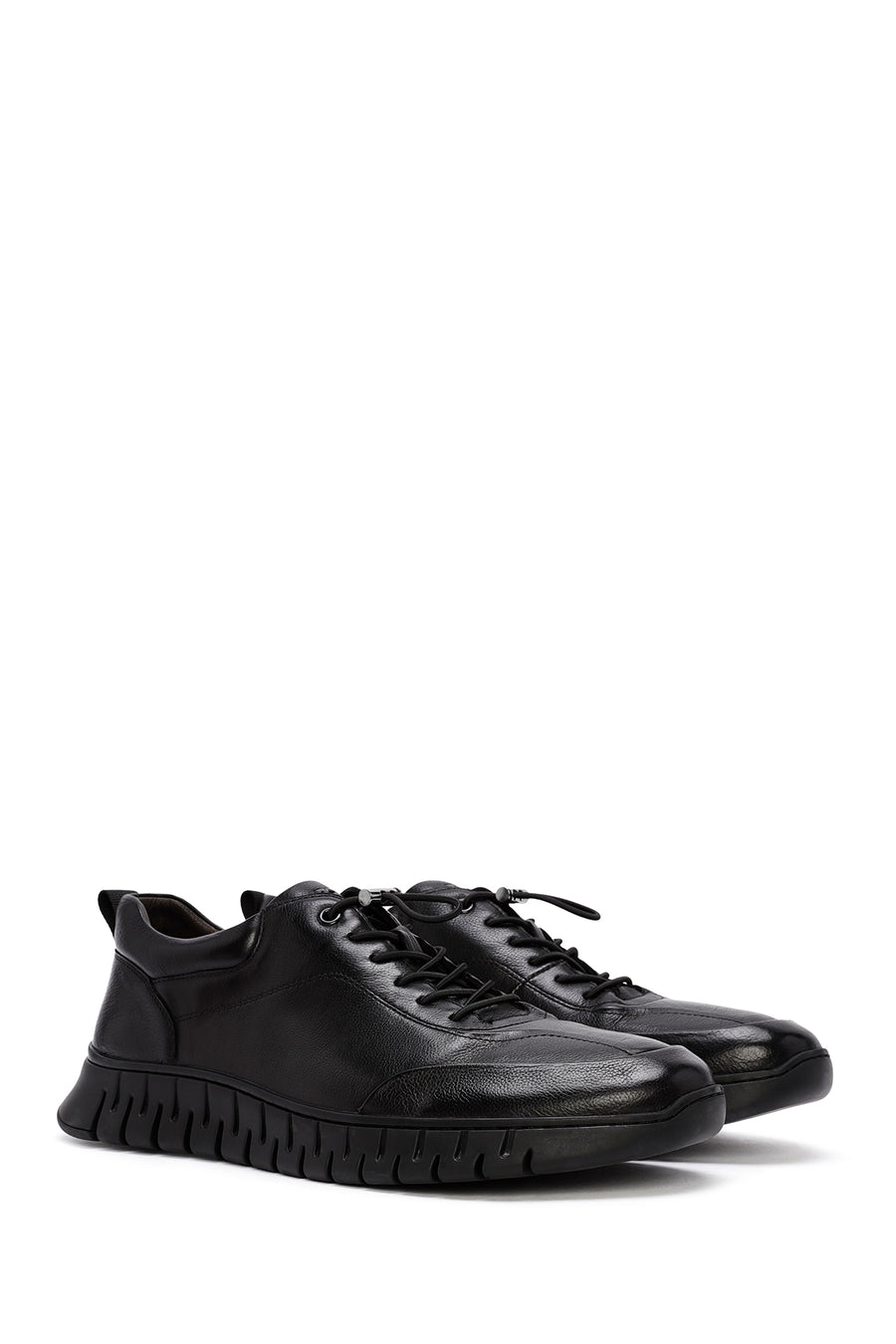Derimod Fly Erkek Siyah Bağcıklı Deri Casual Sneaker