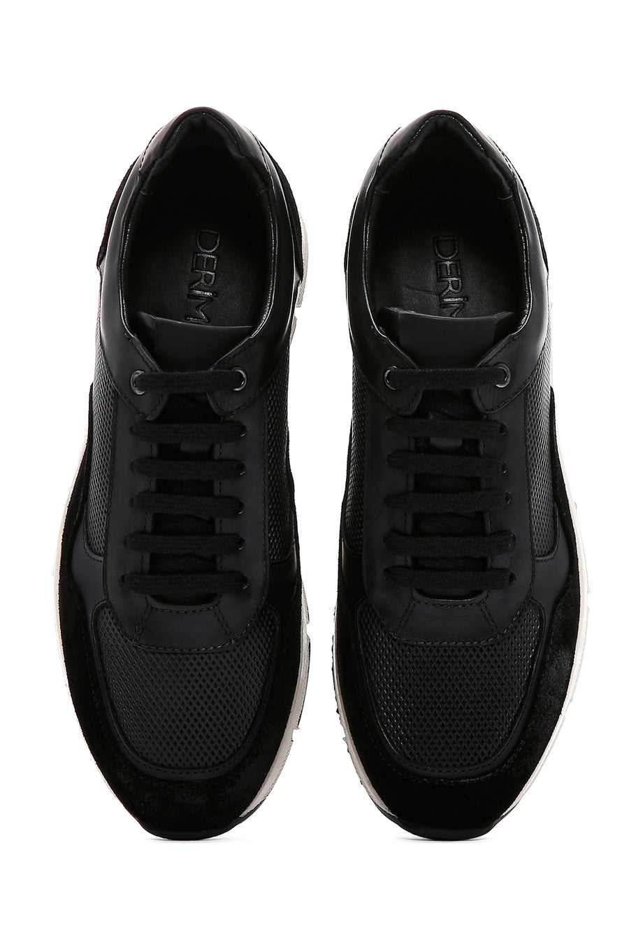 Men's Black Leather Suede Detailed Sneaker