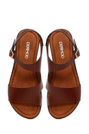 Women's Brown Buckle Leather Bodrum Sandals | Derimod
