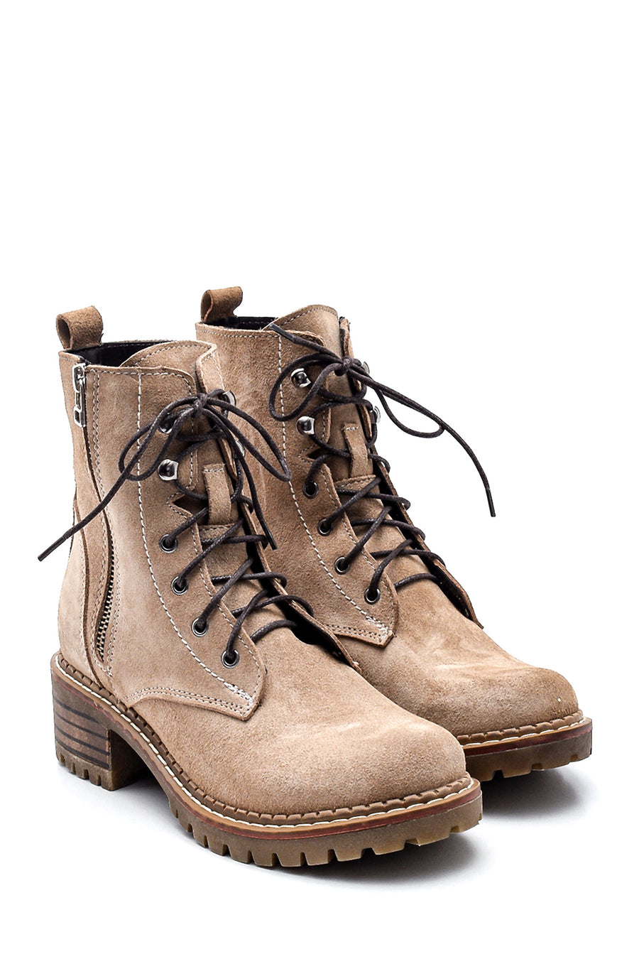Women's Beige Suede Leather Boots