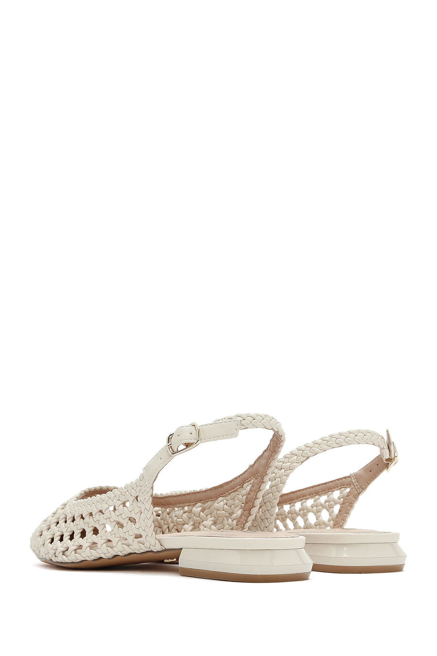 Women's Cream Knitted Open Back Ballerinas