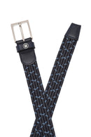 Men's Navy Blue Braided Leather Belt | Derimod