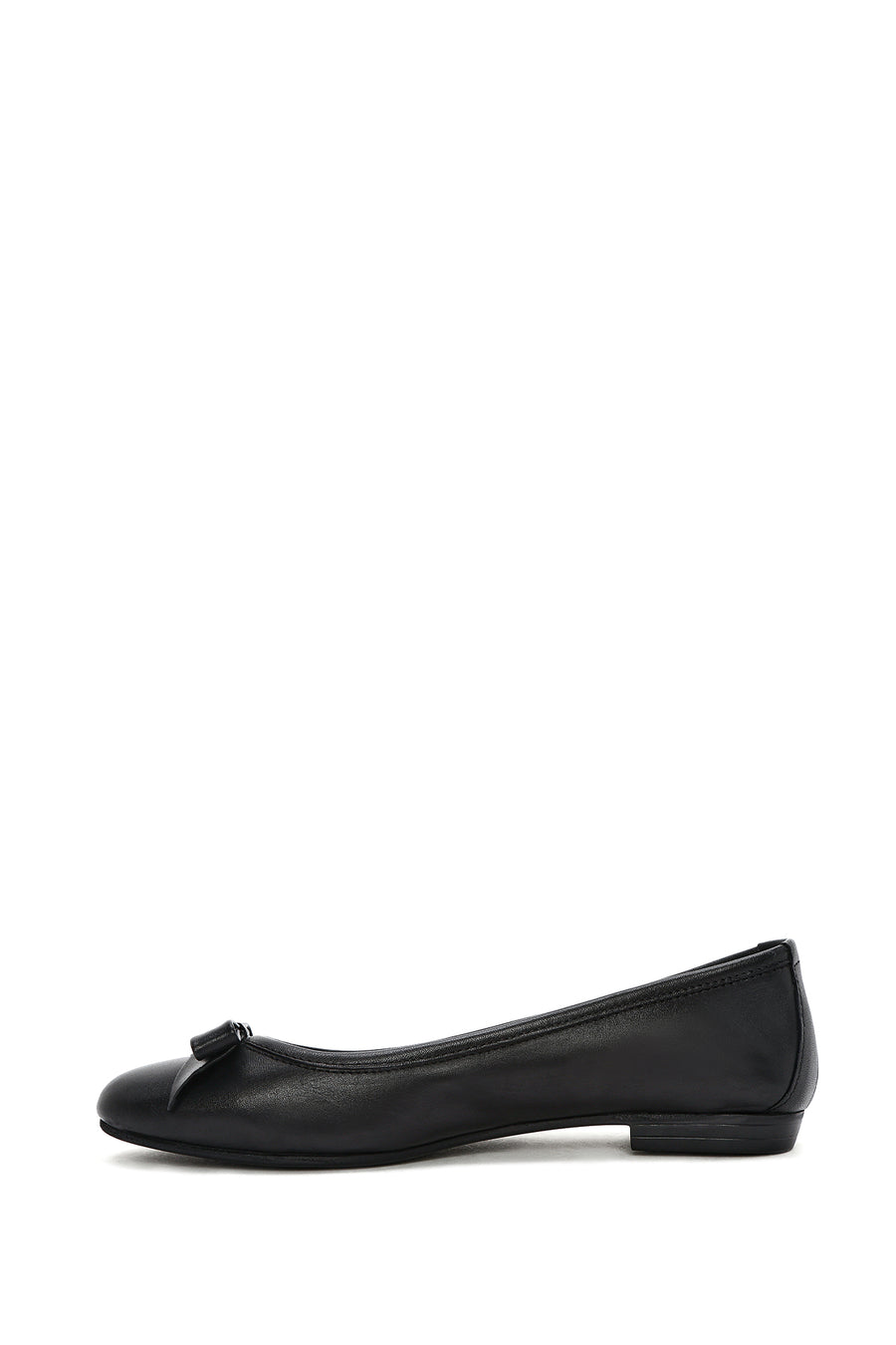 Women's Black Bowknot Leather Ballerinas