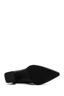 Woman Black Zip Closure Chunky Heeled Leather Boots | Derimod