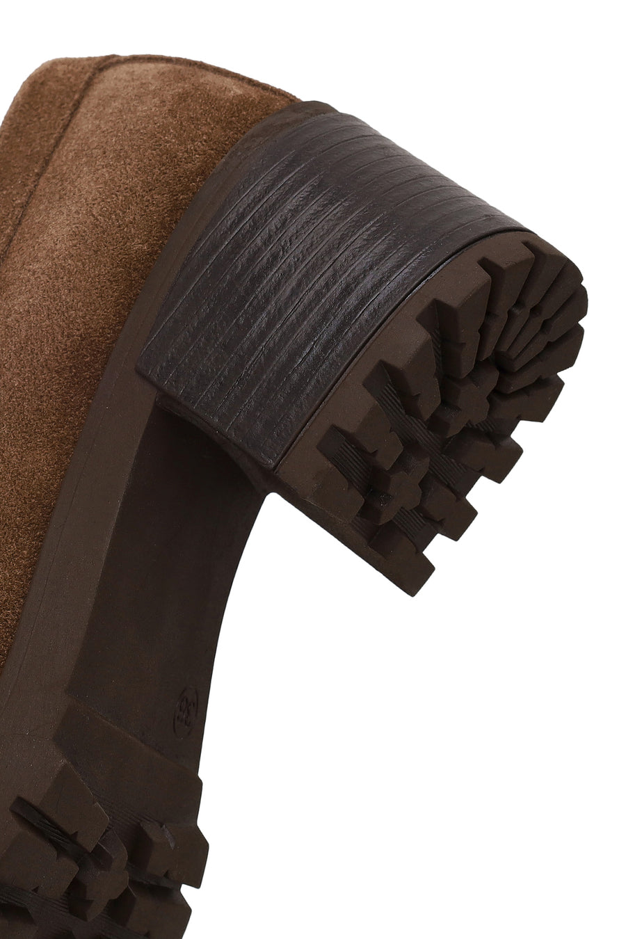 Woman Walnut Tassel Chunky Heeled Suede Loafer