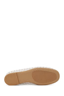 Woman White Braided Leather Ballet Flat | Derimod