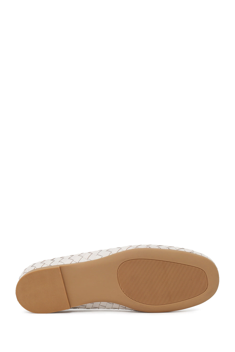 Woman White Braided Leather Ballet Flat