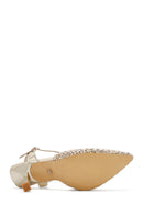 Women's Gold Ankle Buckle Braided Thin Heeled Shoes | Derimod