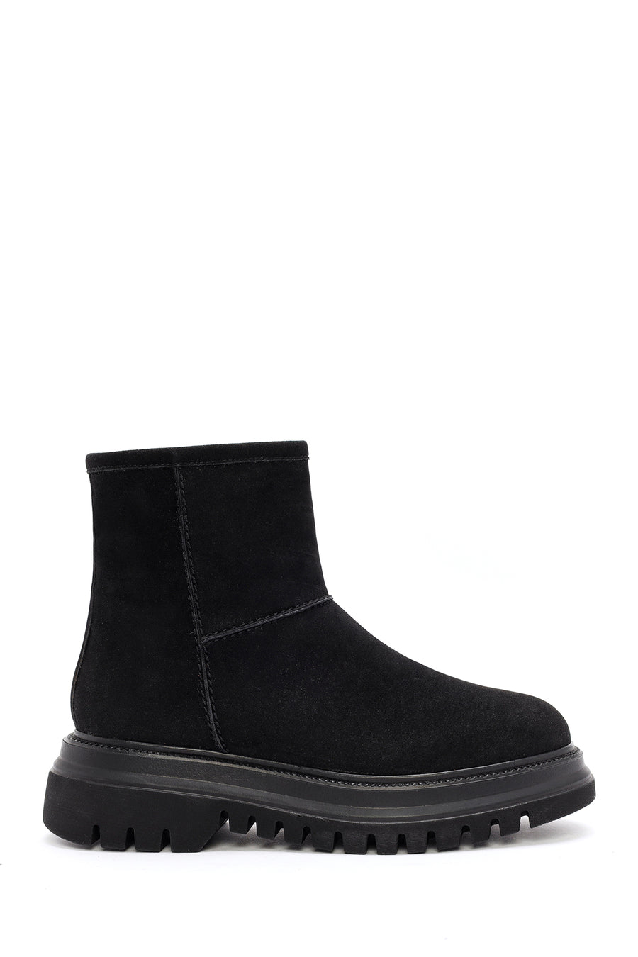 Women's Black Zippered Suede Boots 24WFE252610 | Derimod