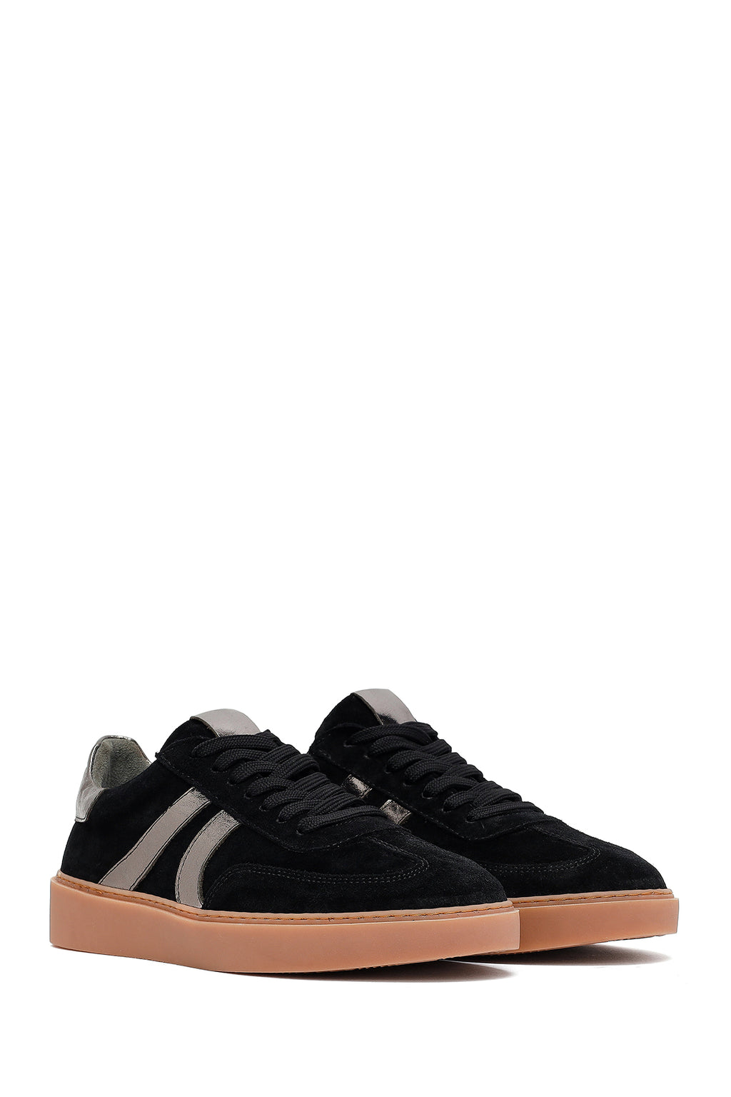 Kadın Siyah Bağcıklı Süet Deri Sneaker
