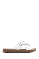 Women's White Flat Slippers | Derimod