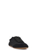 Women's Black Lace-Up Rhinestone Suede Leather Sneaker | Derimod