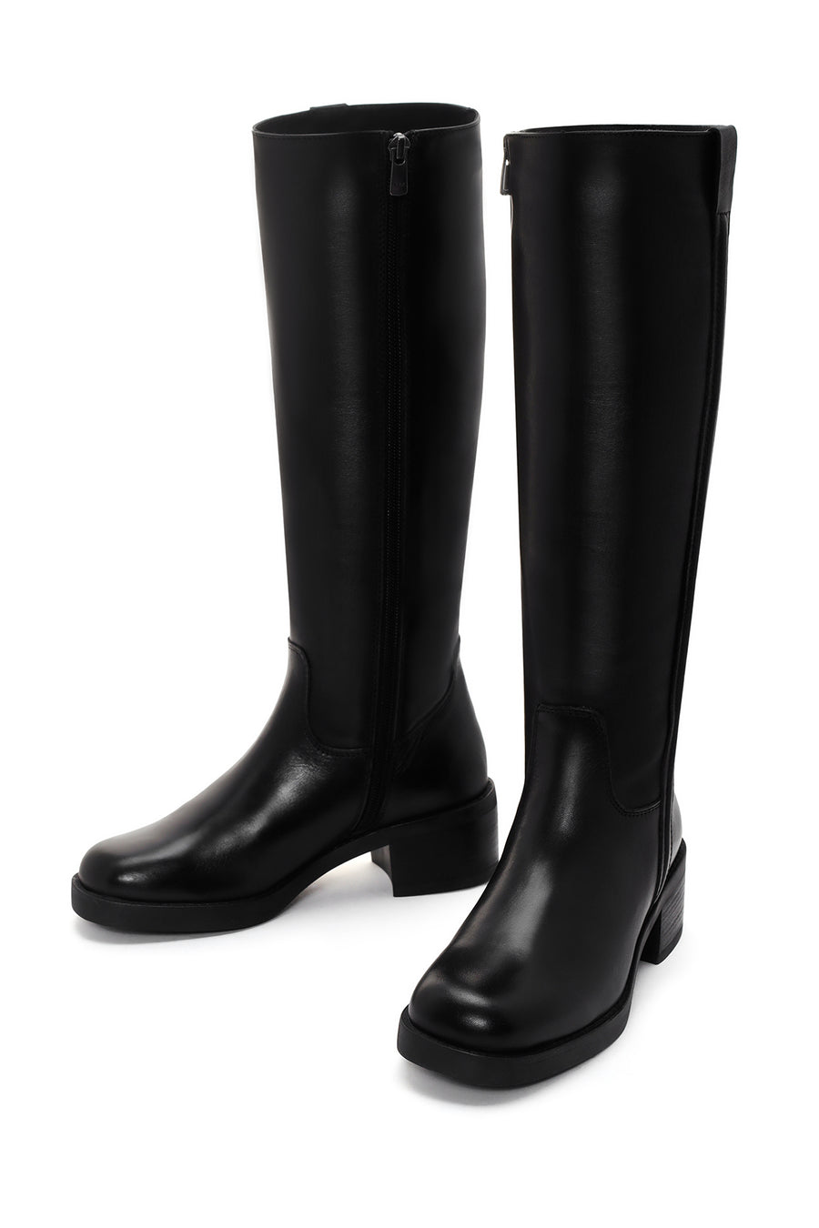 Women's Black Zippered Leather Boots