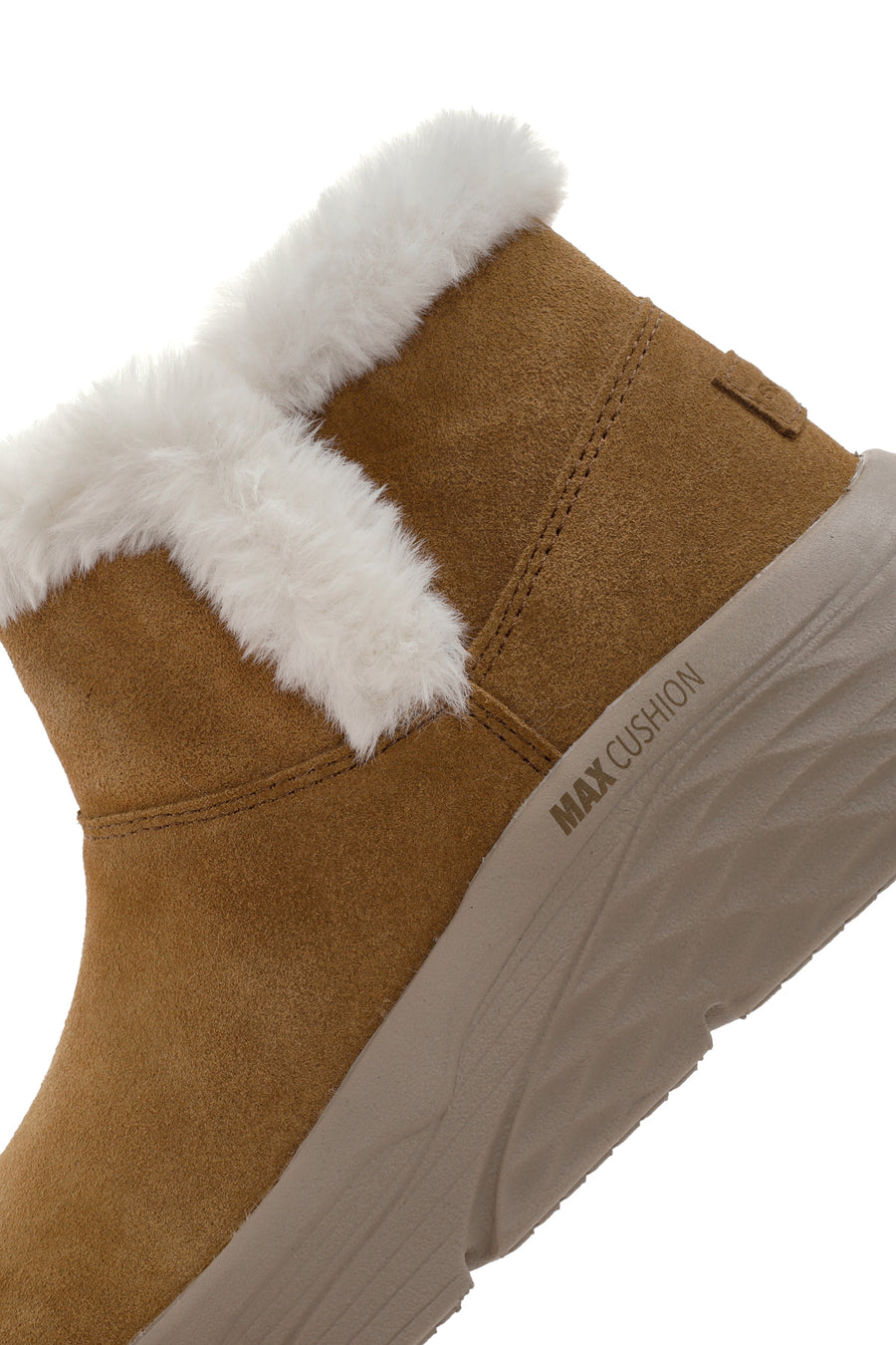 Skechers Women's Tan Max Cushioning Suede Leather Thick Soled Casual Boots