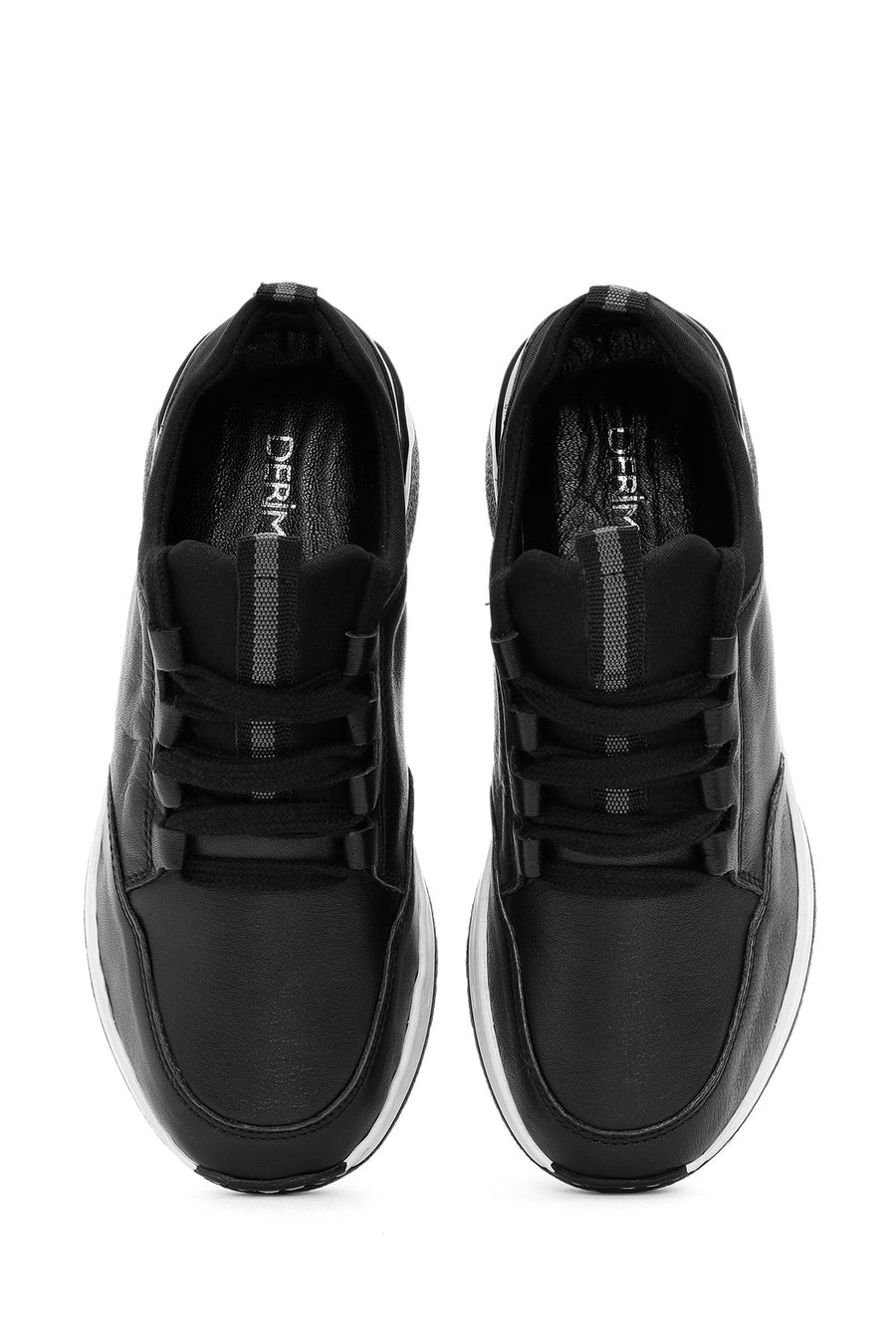 Kadın Siyah Bağcıklı Deri Sneaker