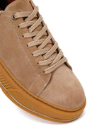Male Beige Lace-Up Thick-Soled Suede Leather Sneaker | Derimod