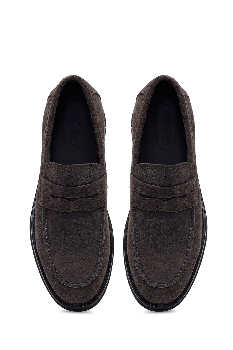 Erkek Gri Süet Deri Casual Loafer