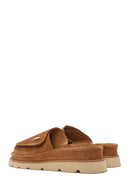 Women's Mink Thick Soled Suede Leather Slippers | Derimod