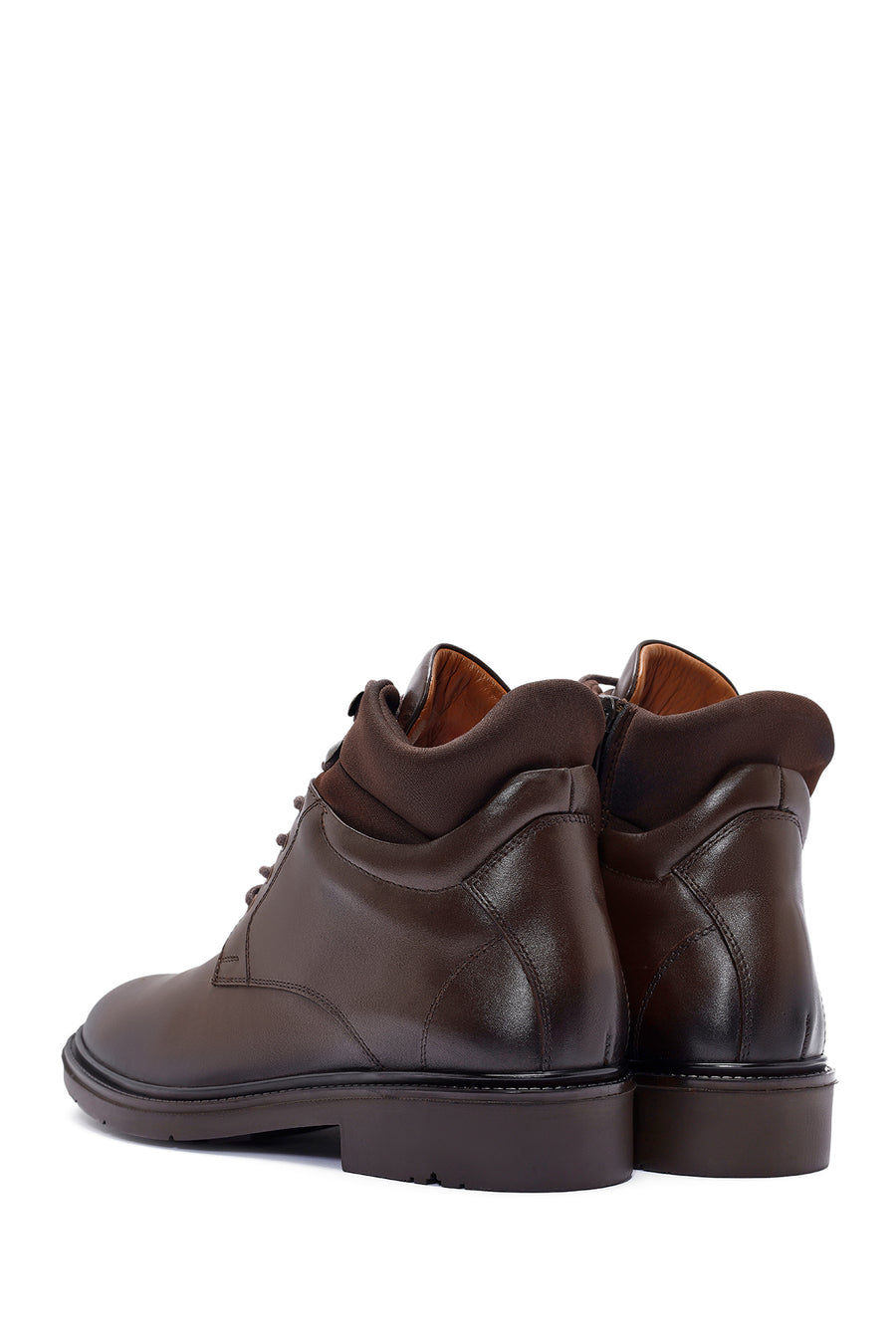 Men's Brown Zippered Leather Casual Boots