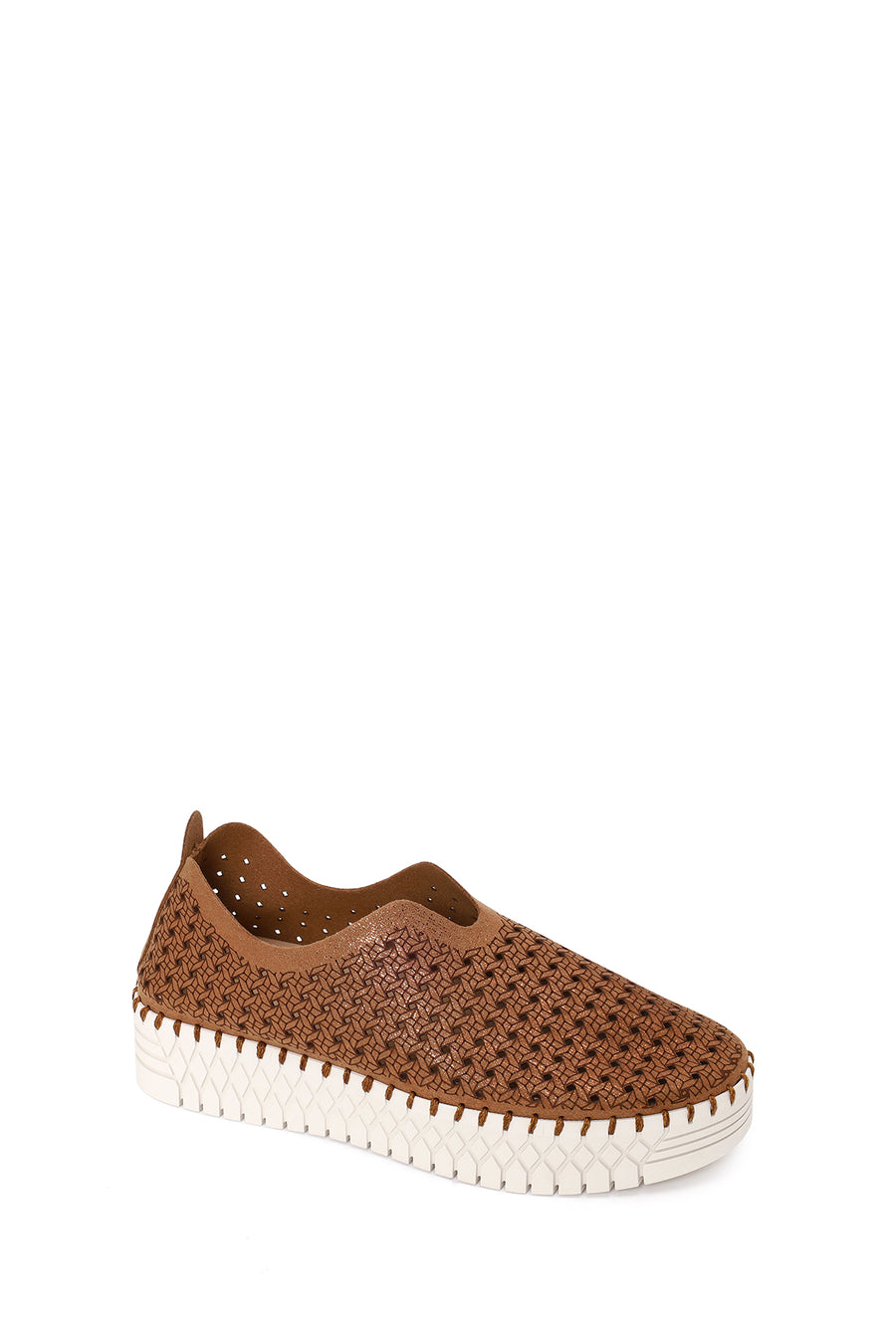 Woman Bronze Lace-Up Thick-Soled Glittery Fabric Casual Shoes